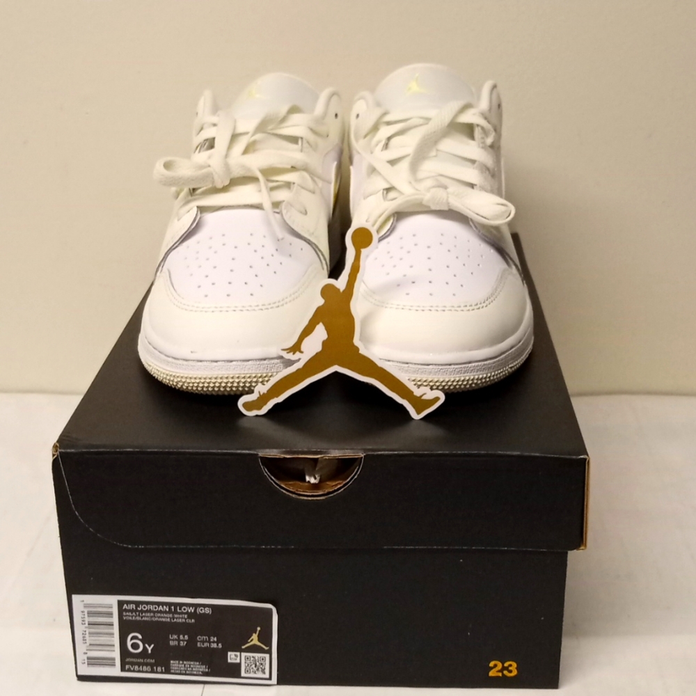Air Jordan 1 Low/ Sail-LT Laser orange-white/ 6Y=7.5W/ FV8486 181